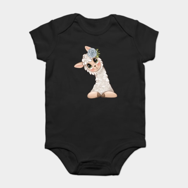 cute floral llama Baby Bodysuit by Prinyos